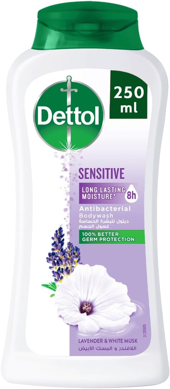 Dettol Sensitive Shower Gel & Body Wash, Lavender & White Musk Scent, 250ml - Al Kabayel Discount CentreDettol Sensitive Shower Gel & Body Wash, Lavender & White Musk Scent, 250mlBodywashDETTOLAl Kabayel Discount Centre