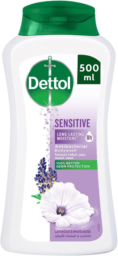 Dettol Sensitive Shower Gel & Body Wash, Lavender & White Musk Scent, 500ml - Al Kabayel Discount CentreDettol Sensitive Shower Gel & Body Wash, Lavender & White Musk Scent, 500mlBodywashDETTOLAl Kabayel Discount Centre