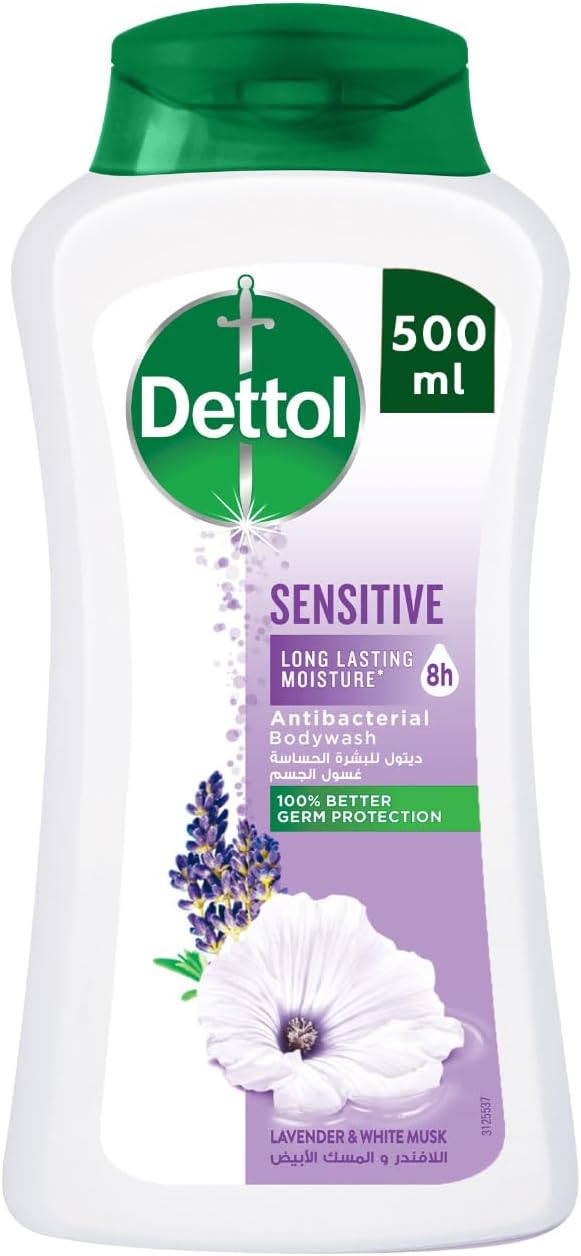 Dettol Sensitive Shower Gel & Body Wash, Lavender & White Musk Scent, 500ml - Al Kabayel Discount CentreDettol Sensitive Shower Gel & Body Wash, Lavender & White Musk Scent, 500mlBodywashDETTOLAl Kabayel Discount Centre