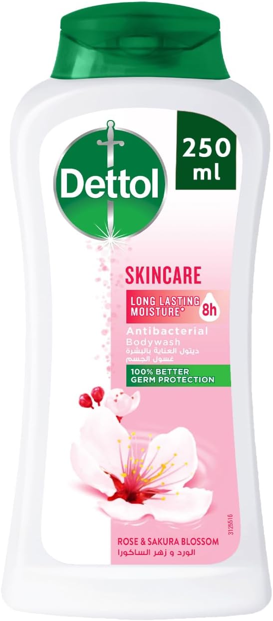 Dettol Skincare Shower Gel & Body Wash, Rose & Sakura Blossom Scent, 250ml - Al Kabayel Discount CentreDettol Skincare Shower Gel & Body Wash, Rose & Sakura Blossom Scent, 250mlBodywashDETTOLAl Kabayel Discount Centre