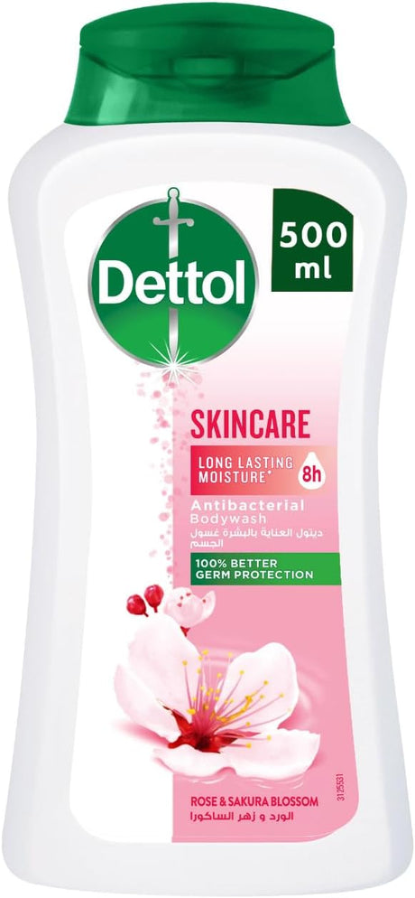 Dettol Skincare Shower Gel & Body Wash, Rose & Sakura Blossom Scent, 500ml - Al Kabayel Discount CentreDettol Skincare Shower Gel & Body Wash, Rose & Sakura Blossom Scent, 500mlBodywashDETTOLAl Kabayel Discount Centre