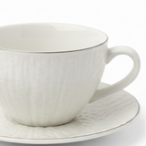 Ceramic Cup and Saucer Set White with Spoon - 300ml
