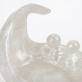 Resin Swan-Style Decorative Bowl Pearl White - 32×28cm