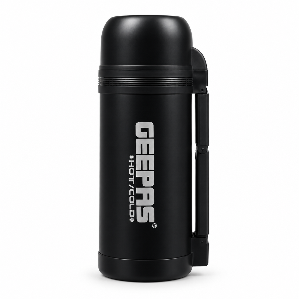 Geepas Stainless Steel Vacuum Flask Black - 1.2 Litre