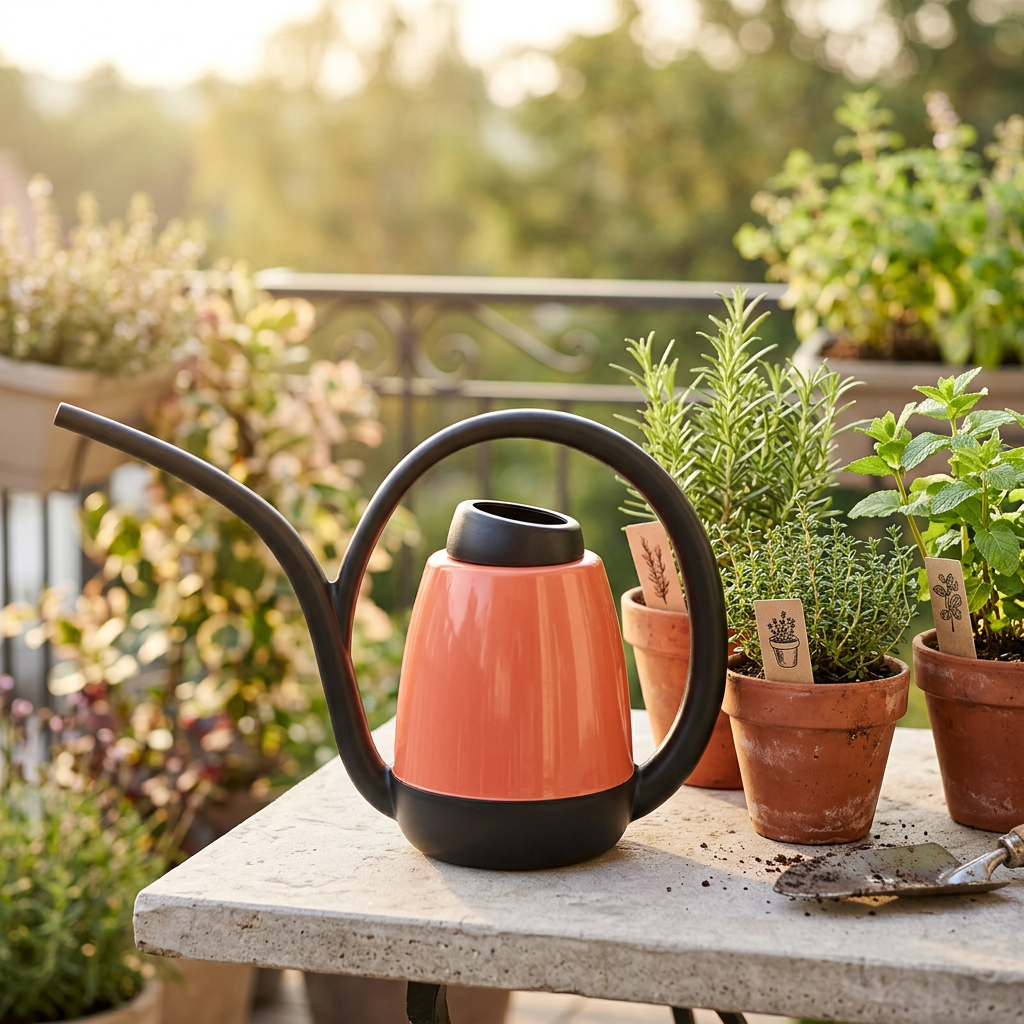 Plastic Garden Watering Jug Coral Orange & Black - 750ml