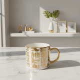 DH White Ceramic Mug with Golden Design & Handle — 350ml - Al Kabayel Discount CentreDH White Ceramic Mug with Golden Design & Handle — 350mlMugsDHAl Kabayel Discount Centre
