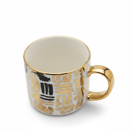 DH White Ceramic Mug with Golden Design & Handle — 350ml - Al Kabayel Discount CentreDH White Ceramic Mug with Golden Design & Handle — 350mlMugsDHAl Kabayel Discount Centre