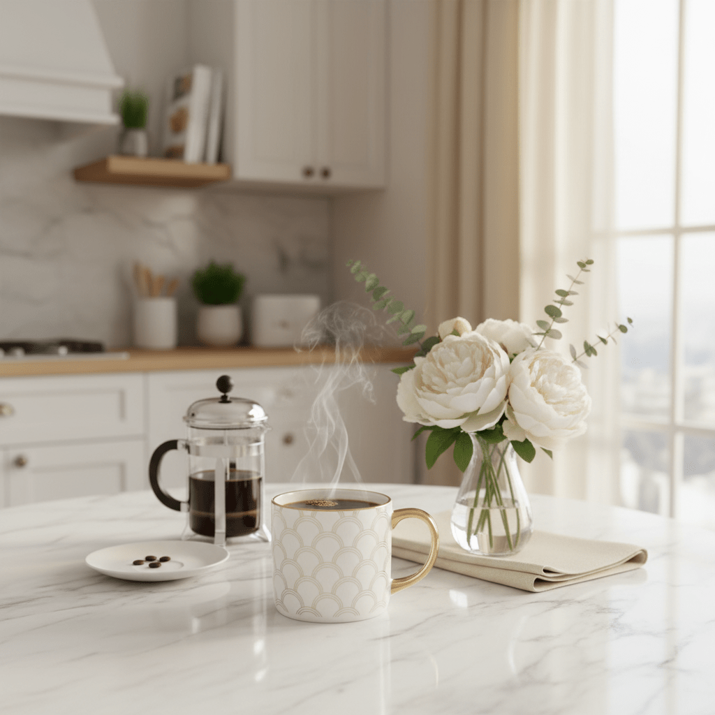 DH White Ceramic Mug with Golden Scallop Design & Gold Handle | 350ml - Al Kabayel Discount CentreDH White Ceramic Mug with Golden Scallop Design & Gold Handle | 350mlMugsDHAl Kabayel Discount Centre