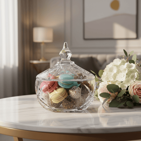 Diamond Premium Glass Sugar Bowl with Lid Elegant Tabletop Sugar and Candy Container 12 x 12 cm - Al Kabayel Discount CentreDiamond Premium Glass Sugar Bowl with Lid Elegant Tabletop Sugar and Candy Container 12 x 12 cmJars & Food SaversDIAMONDAl Kabayel Discount Centre