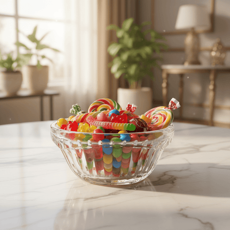 Diamond Round Glass Candy Pot – Classic Decorative Glass Jar for Candy, Treats & Storage 18 cm - Al Kabayel Discount CentreDiamond Round Glass Candy Pot – Classic Decorative Glass Jar for Candy, Treats & Storage 18 cmBowlsDIAMONDAl Kabayel Discount Centre