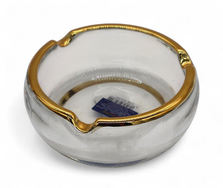 DIAMONDS Luxury Round Glass Ashtray with Elegant Golden Border – Premium Heavy - Duty Clear Glass Smoking Accessory for Home, Office & Café – 11×5 cm - Al Kabayel Discount CentreDIAMONDS Luxury Round Glass Ashtray with Elegant Golden Border – Premium Heavy - Duty Clear Glass Smoking Accessory for Home, Office & Café – 11×5 cmHome Décor AccentsDIAMONDSAl Kabayel Discount Centre