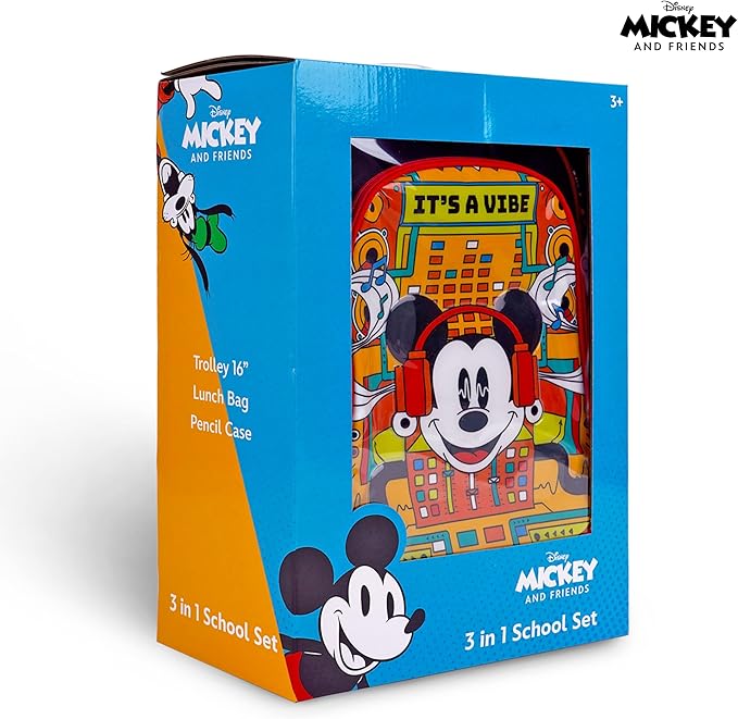 Disney Mickey and Friends - It's A Vibe 3 - in - 1 School Set Includes 16" Trolley Bag, Lunch Bag, Pencil Case - Al Kabayel Discount CentreDisney Mickey and Friends - It's A Vibe 3 - in - 1 School Set Includes 16" Trolley Bag, Lunch Bag, Pencil CaseSchool BagsDisneyAl Kabayel Discount Centre
