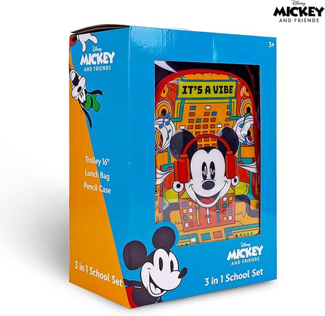 Disney Mickey and Friends - It's A Vibe 3 - in - 1 School Set Includes 16" Trolley Bag, Lunch Bag, Pencil Case - Al Kabayel Discount CentreDisney Mickey and Friends - It's A Vibe 3 - in - 1 School Set Includes 16" Trolley Bag, Lunch Bag, Pencil CaseSchool BagsDisneyAl Kabayel Discount Centre