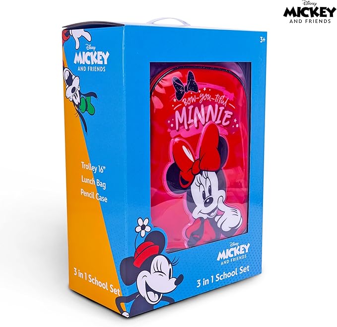 Disney Mickey and Friends - Minnie Mouse 3 - in - 1 School Set, Include 16" Trolley Bag, Lunch Bag, Pencil Case - Al Kabayel Discount CentreDisney Mickey and Friends - Minnie Mouse 3 - in - 1 School Set, Include 16" Trolley Bag, Lunch Bag, Pencil CaseSchool BagsDISNEYAl Kabayel Discount Centre