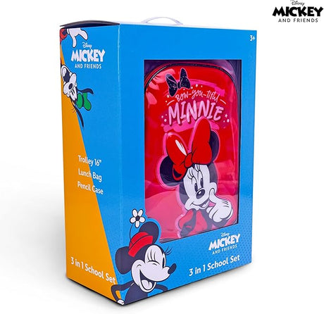 Disney Mickey and Friends - Minnie Mouse 3 - in - 1 School Set, Include 16" Trolley Bag, Lunch Bag, Pencil Case - Al Kabayel Discount CentreDisney Mickey and Friends - Minnie Mouse 3 - in - 1 School Set, Include 16" Trolley Bag, Lunch Bag, Pencil CaseSchool BagsDISNEYAl Kabayel Discount Centre