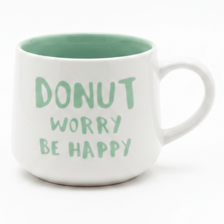 Donut Worry Be Happy | White & Mint Green Ceramic Mug with Hidden Donut Surprise | 400ml - Al Kabayel Discount CentreDonut Worry Be Happy | White & Mint Green Ceramic Mug with Hidden Donut Surprise | 400mlMugsAKDCAl Kabayel Discount Centre