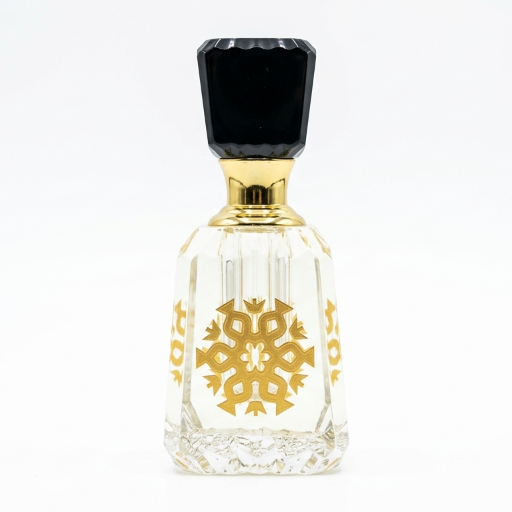 Glass Perfume Bottle with Gold Design - 10cm