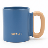 DREAMER Matte Blue Ceramic Mug with Peach Handle — 300ml - Al Kabayel Discount CentreDREAMER Matte Blue Ceramic Mug with Peach Handle — 300mlMugsAKDCAl Kabayel Discount Centre