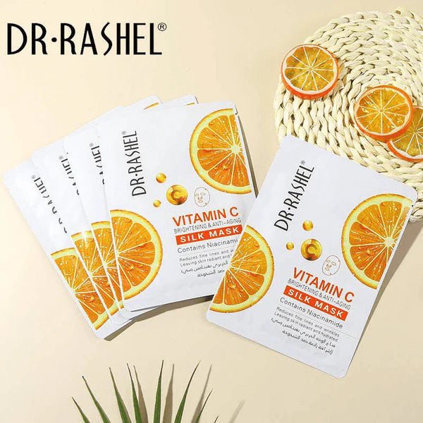 Dr.Rashel Vitamin C Brightening & Anti - Aging Silk Mask - 10 Pcs 28g - Al Kabayel Discount CentreDr.Rashel Vitamin C Brightening & Anti - Aging Silk Mask - 10 Pcs 28gSkin CareDR RASHELAl Kabayel Discount Centre