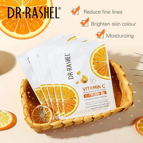 Dr.Rashel Vitamin C Brightening & Anti - Aging Silk Mask - 10 Pcs 28g - Al Kabayel Discount CentreDr.Rashel Vitamin C Brightening & Anti - Aging Silk Mask - 10 Pcs 28gSkin CareDR RASHELAl Kabayel Discount Centre