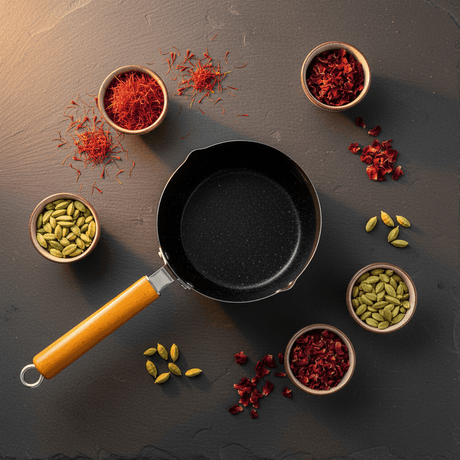 Dual - Tone Stainless Steel Sauce Pan with Wooden Handle – Modern Cooking Pot in Silver & Black Finish (24 cm) - Al Kabayel Discount CentreDual - Tone Stainless Steel Sauce Pan with Wooden Handle – Modern Cooking Pot in Silver & Black Finish (24 cm)Frying Pans & SkilletsAKDCAl Kabayel Discount Centre