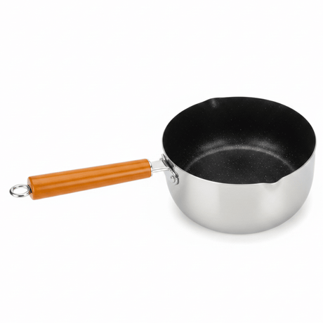 Dual - Tone Stainless Steel Sauce Pan with Wooden Handle – Modern Cooking Pot in Silver & Black Finish (24 cm) - Al Kabayel Discount CentreDual - Tone Stainless Steel Sauce Pan with Wooden Handle – Modern Cooking Pot in Silver & Black Finish (24 cm)Frying Pans & SkilletsAKDCAl Kabayel Discount Centre