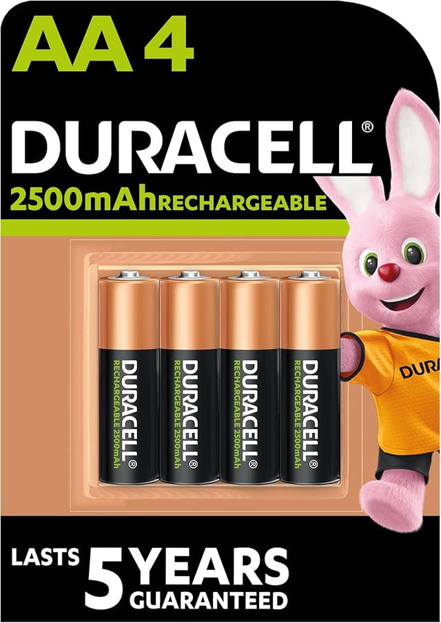 DURACELL Rechargeable AA Batteries 2500 mAh, Pack of 4  - Al Kabayel Discount CentreDURACELL Rechargeable AA Batteries 2500 mAh, Pack of 4 BatteriesDURACELLAl Kabayel Discount Centre