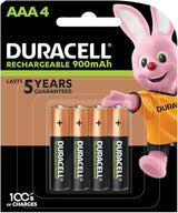 DURACELL Rechargeable AAA Batteries 900 mAh, Pack of 4  - Al Kabayel Discount CentreDURACELL Rechargeable AAA Batteries 900 mAh, Pack of 4 BatteriesDURACELLAl Kabayel Discount Centre