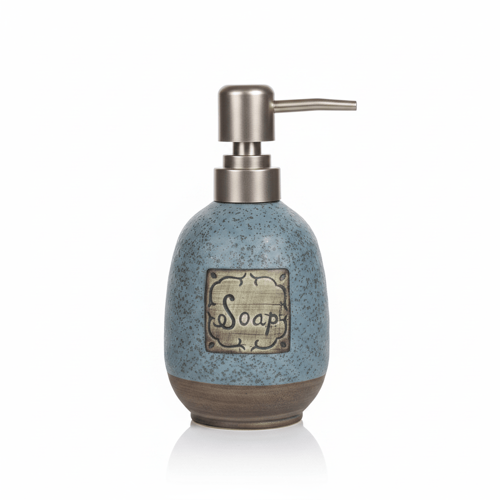 Dusty Blue Speckled Glaze Ceramic & Plastic Liquid Soap Dispenser - 400ml - Al Kabayel Discount CentreDusty Blue Speckled Glaze Ceramic & Plastic Liquid Soap Dispenser - 400mlHolders & DispensersAKDCAl Kabayel Discount Centre
