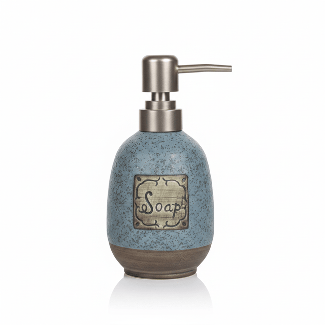 Dusty Blue Speckled Glaze Ceramic & Plastic Liquid Soap Dispenser - 400ml - Al Kabayel Discount CentreDusty Blue Speckled Glaze Ceramic & Plastic Liquid Soap Dispenser - 400mlHolders & DispensersAKDCAl Kabayel Discount Centre