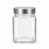 Beyti Clear Glass Jar with Silver Lid – 380ml