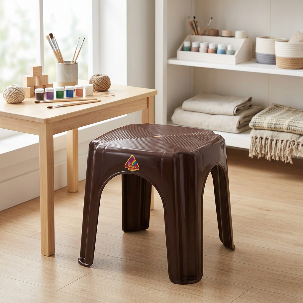 Family Plastic Stool Dark Brown - 25×30cm