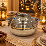 Ahrudh Zahr Stainless Steel Hotpot Silver & Gold - 10Liter