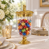 Danny Home Glass Footed Candy Pot Gold - 20x12cm