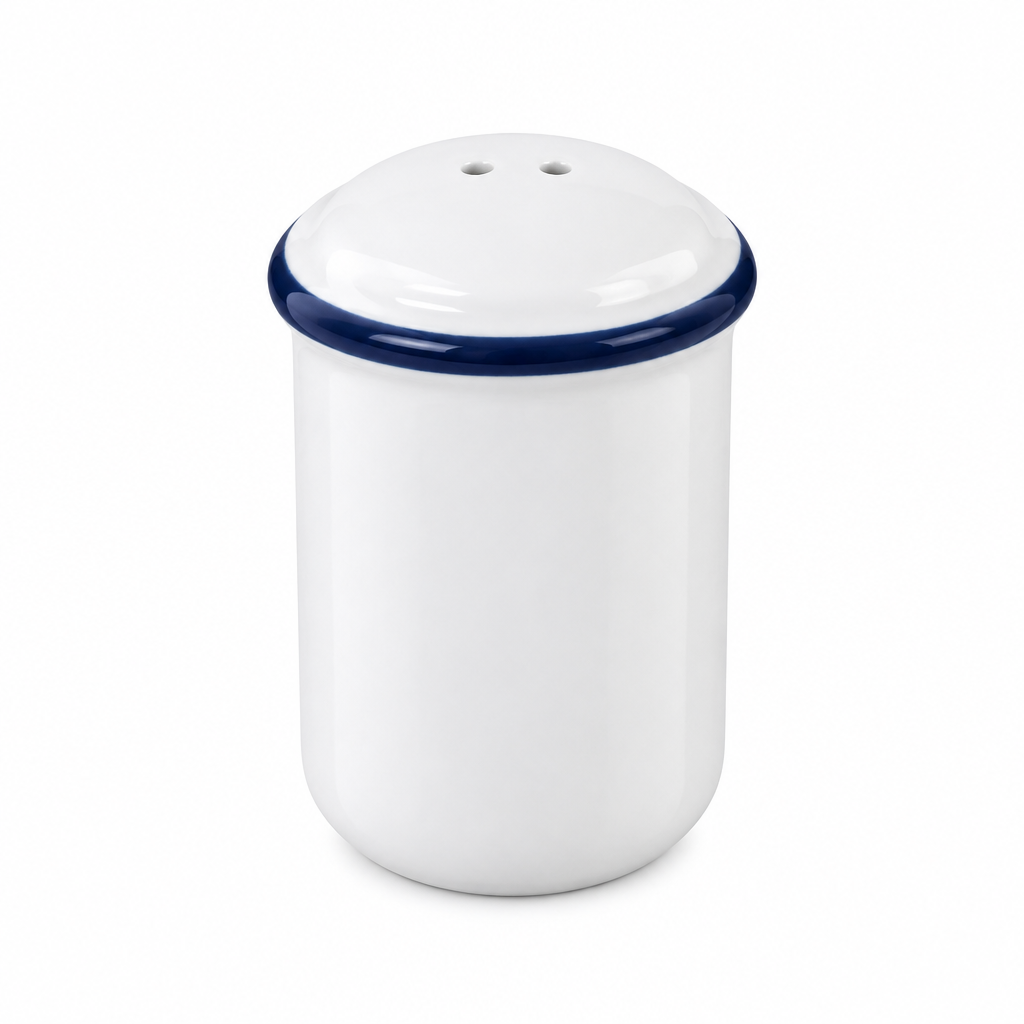 Luhpar Ceramic Salt & Pepper Shaker Bottle White with Blue Rim - 8cm