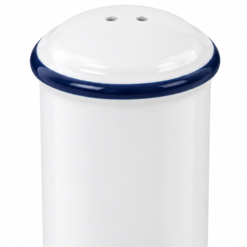 Luhpar Ceramic Salt & Pepper Shaker Bottle White with Blue Rim - 8cm