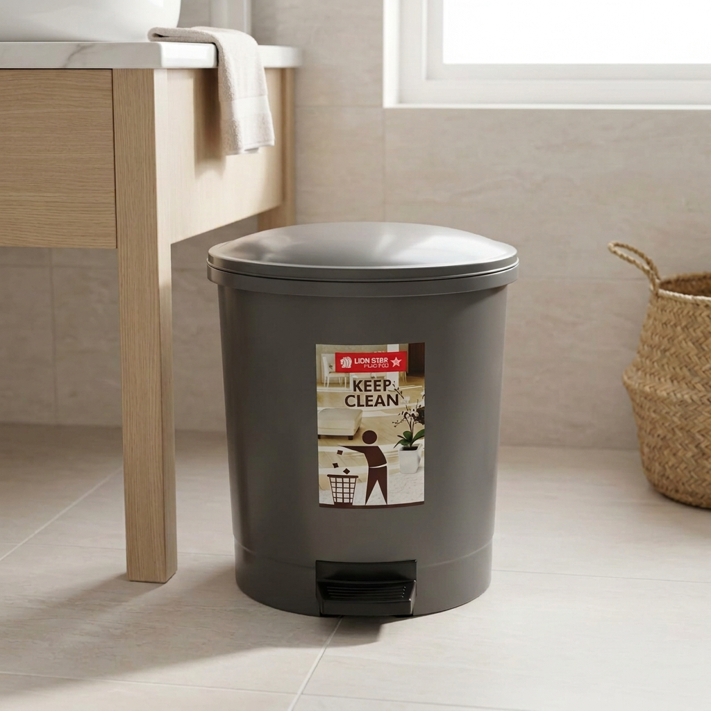 Lionstar Plastic Pedal Dustbin Grey - 5 Litres