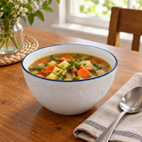 Luhpar Ceramic Soup Bowl White with Blue Rim - 610ml