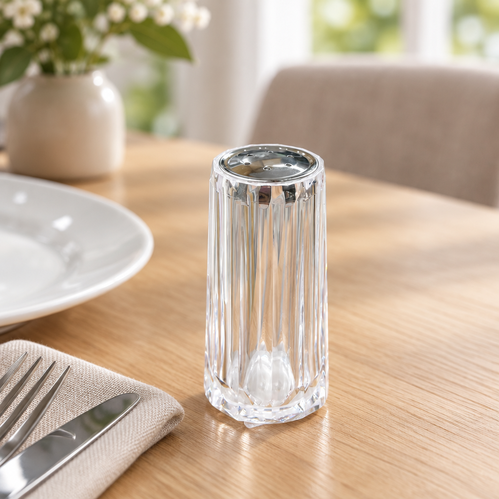 Acrylic Salt & Pepper Shaker with Silver Top – 8cm