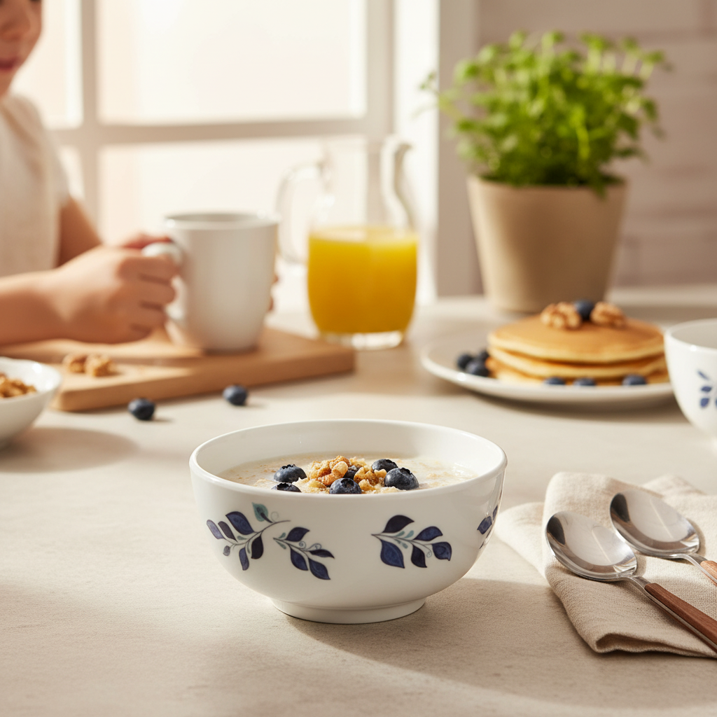 Henlee White & Blue Melamine Soup Bowl - 4.5 Inch