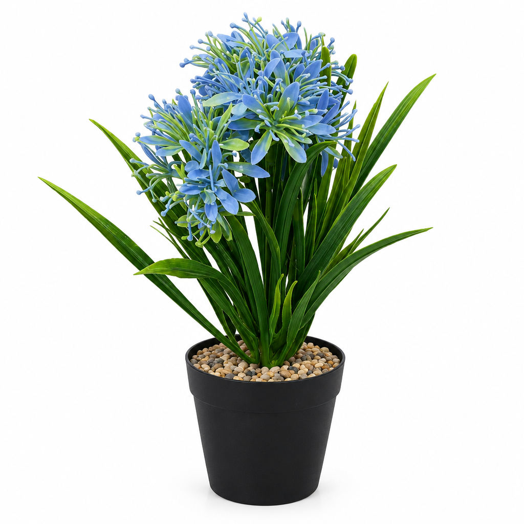 Zeem Artificial Flower Plant in Black Plastic Pot - 28cm