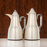 Almarjan 2pcs Vacuum Flask Set Metal Body Pearl White & Silver 0.7L + 1L (FG814-070/100 PW/C)