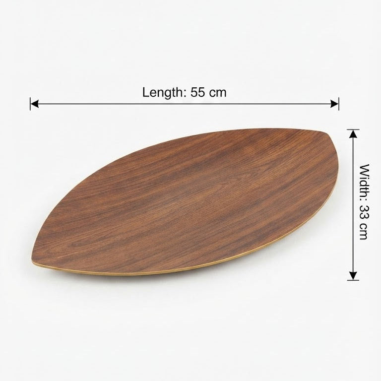 Evelin Large Leaf Serving Tray – 55×33 cm – Wood-Effect Polystyrene