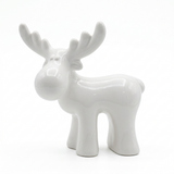 Ceramic Reindeer Figurine White – 15×12cm