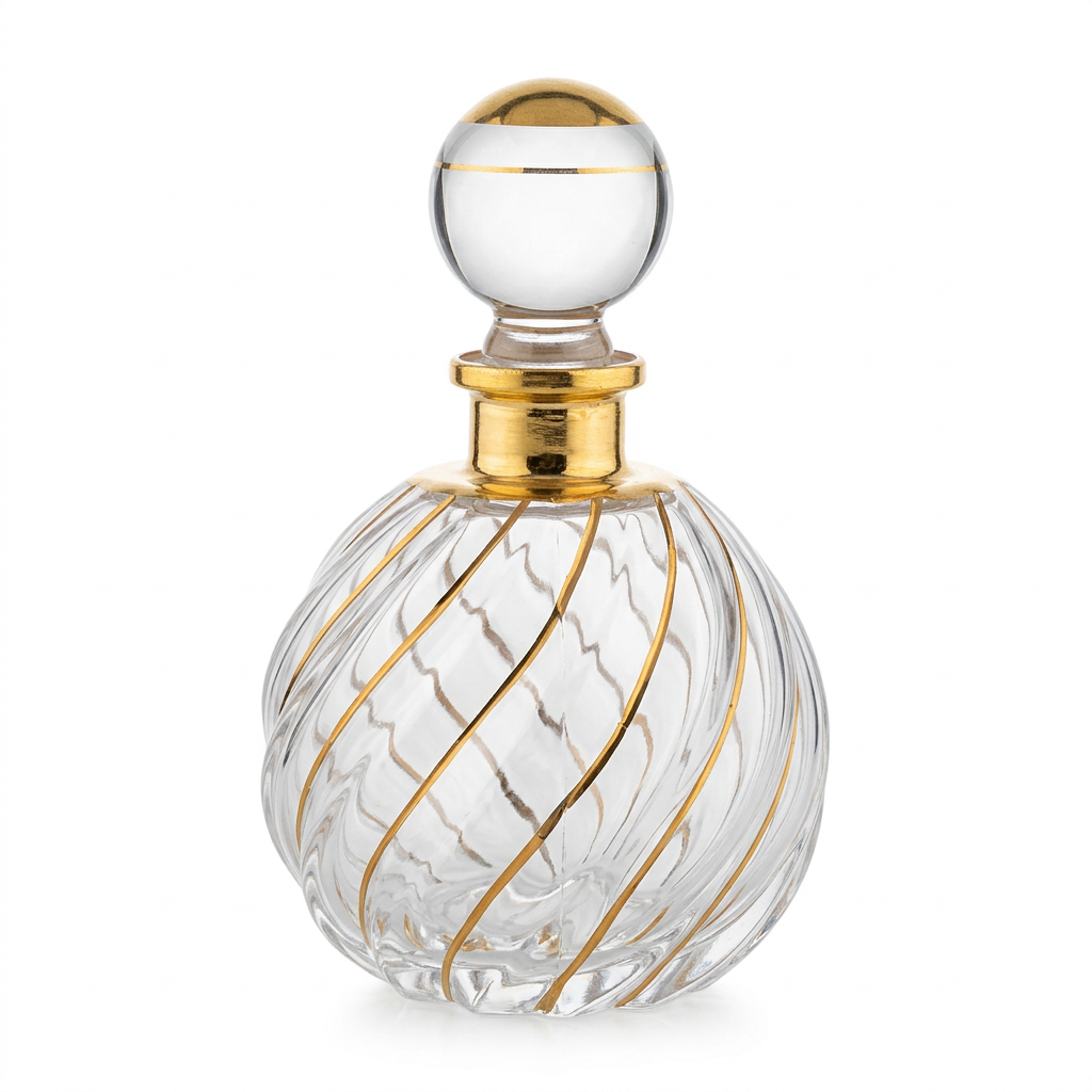 Decorative Glass Perfume Bottle with Gold Accents - 280ml