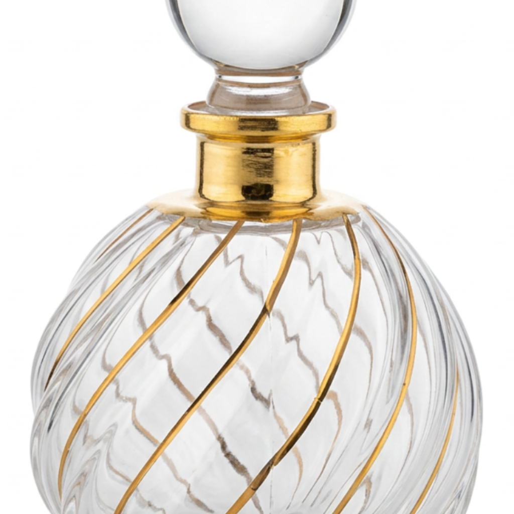 Decorative Glass Perfume Bottle with Gold Accents - 280ml