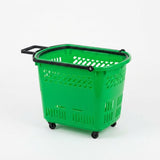 Plastic Rolling Basket with Telescopic Pull Handle & Wheels - 50×35×40cm