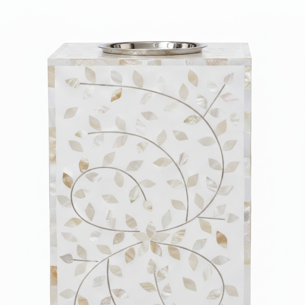 White Plastic-Coated & Silver Stainless Steel Incense Burner - 80×23cm
