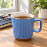 Ribbed Ceramic Mug Blue - 400ml