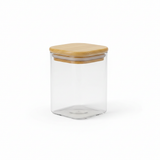 Square Glass Storage Jar with Bamboo Lid - 5×8cm